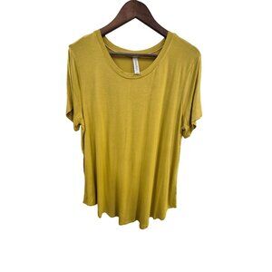 Premium Rayon Short Sleeve Round Hem & Neck MUSTARD  1X